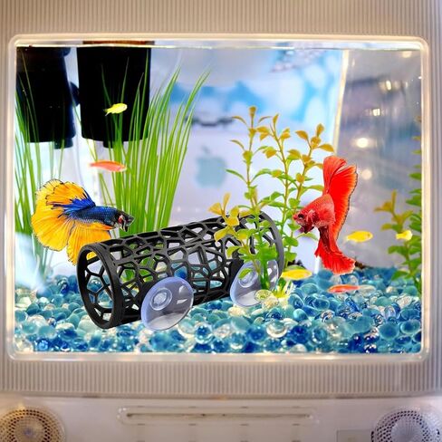 Betta Fish Tunnel, Hollow Design Betta Tunnel Betta Fish Tank Decor, Betta House Shrimp Pleco Hide Resting Tube, Betta Fish Tank Accessories for Betta Guppies Resting (Black) in Saudi Arabia