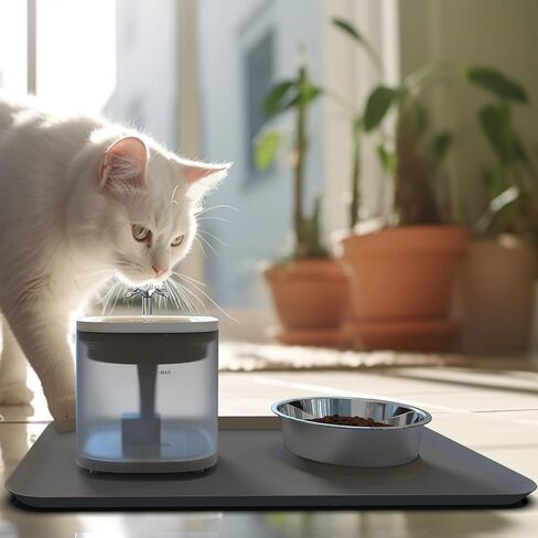 Cat Water Fountain 63oz/1.8L Automatic Pets Water Fountain with Ultra Quiet Water Pump,Activated Carbon Filter, Cat Fountains for Drinking Dog Water Dispenser with Bowl and Feeding Mats in Saudi Arabia
