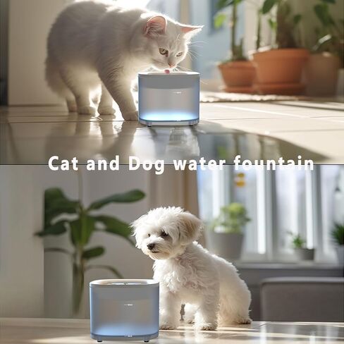 Cat Water Fountain 63oz/1.8L Automatic Pets Water Fountain with Ultra Quiet Water Pump,Activated Carbon Filter, Cat Fountains for Drinking Dog Water Dispenser with Bowl and Feeding Mats in Saudi Arabia
