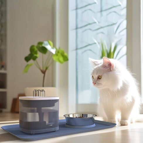 Cat Water Fountain 63oz/1.8L Automatic Pets Water Fountain with Ultra Quiet Water Pump,Activated Carbon Filter, Cat Fountains for Drinking Dog Water Dispenser with Bowl and Feeding Mats in Saudi Arabia