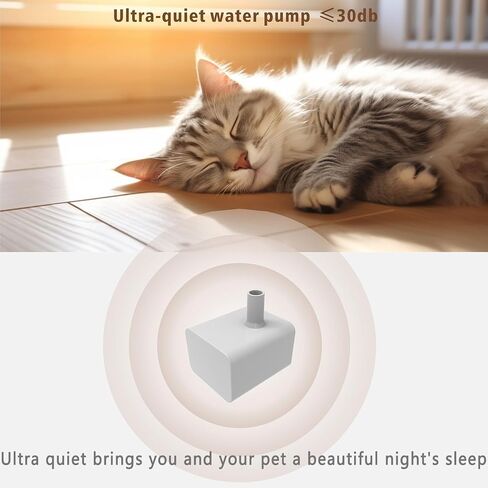 Cat Water Fountain 63oz/1.8L Automatic Pets Water Fountain with Ultra Quiet Water Pump,Activated Carbon Filter, Cat Fountains for Drinking Dog Water Dispenser with Bowl and Feeding Mats in Saudi Arabia