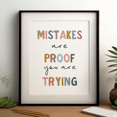 Mistakes Are Proof That You're Trying, Boho Classroom Decor, Classroom Poster, Child Print, Playroom Decor, Child Art, Teacher Gift, Back to School Decor, Unframed (8x10 inches) in Saudi Arabia