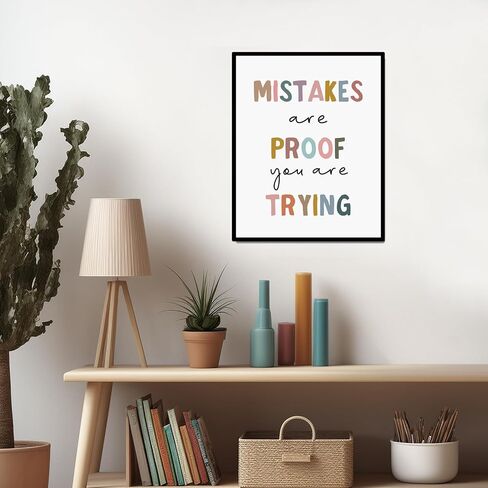 Mistakes Are Proof That You're Trying, Boho Classroom Decor, Classroom Poster, Child Print, Playroom Decor, Child Art, Teacher Gift, Back to School Decor, Unframed (8x10 inches) in Saudi Arabia