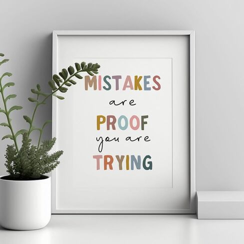 Mistakes Are Proof That You're Trying, Boho Classroom Decor, Classroom Poster, Child Print, Playroom Decor, Child Art, Teacher Gift, Back to School Decor, Unframed (8x10 inches) in Saudi Arabia