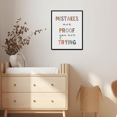 Mistakes Are Proof That You're Trying, Boho Classroom Decor, Classroom Poster, Child Print, Playroom Decor, Child Art, Teacher Gift, Back to School Decor, Unframed (8x10 inches) in Saudi Arabia