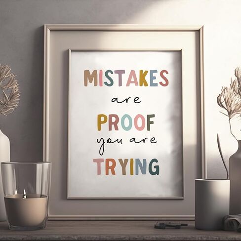 Mistakes Are Proof That You're Trying, Boho Classroom Decor, Classroom Poster, Child Print, Playroom Decor, Child Art, Teacher Gift, Back to School Decor, Unframed (8x10 inches) in Saudi Arabia