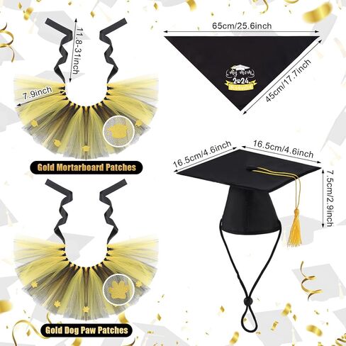 6 Pcs Graduation Season Dog Costume Accessories Including Class of 2024 Pet Graduation Bandana Dog Tulle Tutu and Dog Graduation Caps with Yellow Tassel for Pet Holiday Costume Supplies in Saudi Arabia