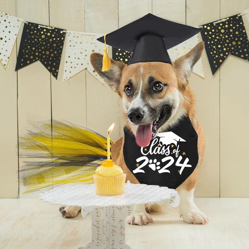 6 Pcs Graduation Season Dog Costume Accessories Including Class of 2024 Pet Graduation Bandana Dog Tulle Tutu and Dog Graduation Caps with Yellow Tassel for Pet Holiday Costume Supplies in Saudi Arabia