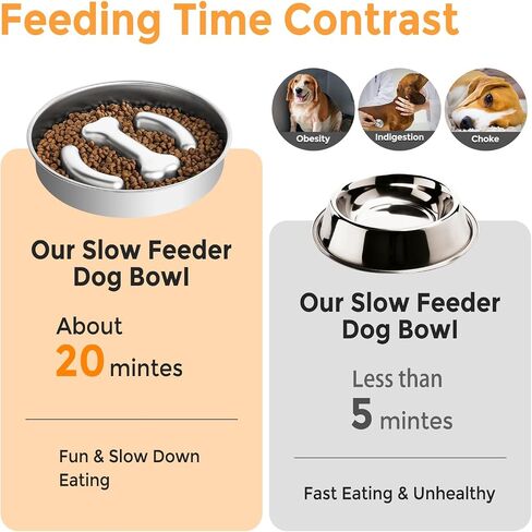 Stainless Steel Slow Feeder Dog Bowls Non-Slip Slow Feeding Dog Bowl Metal Dog Food Bowl That Slow Down Eating Anti-Choking Puzzle Dog Food Bowls for Small Medium Dogs, 4 Cups, Bone Shape in Saudi Arabia