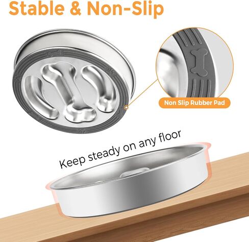 Stainless Steel Slow Feeder Dog Bowls Non-Slip Slow Feeding Dog Bowl Metal Dog Food Bowl That Slow Down Eating Anti-Choking Puzzle Dog Food Bowls for Small Medium Dogs, 4 Cups, Bone Shape in Saudi Arabia