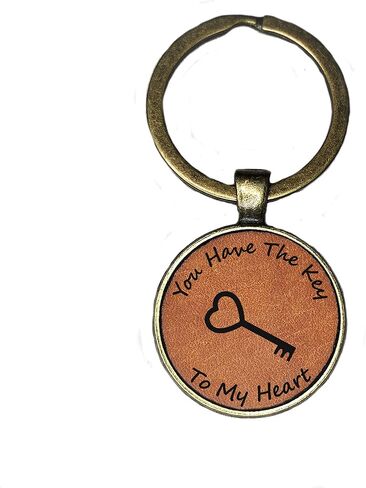 You Have The Key To My Heart, Leather Engraved Gift Key Chain for Couples, Partner, Him, Her Keyring in Saudi Arabia