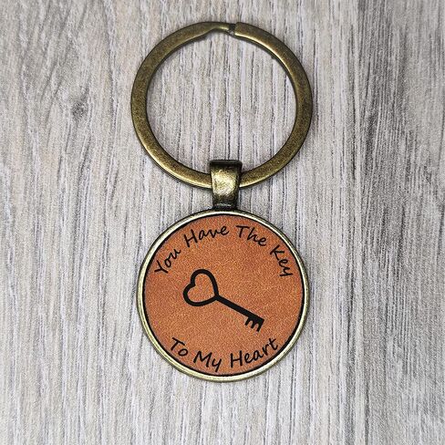 You Have The Key To My Heart, Leather Engraved Gift Key Chain for Couples, Partner, Him, Her Keyring in Saudi Arabia
