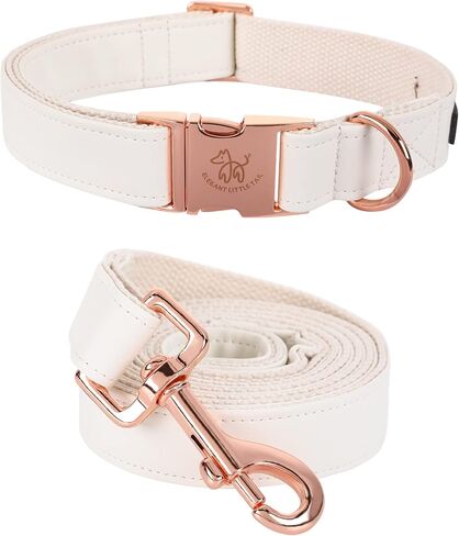 Elegant little tail Dog Collar and Leash, Girl or Boy Durable Pet Collar, Leather Dog Collar Adjustable Dog Collars for Small Dogs in Kuwait