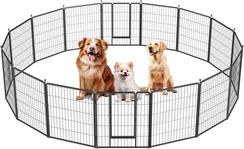 Simple Deluxe Dog Playpen Outdoor, Portable Dog Playpen for Travel, Camping, 24" Height 8 Panels Heavy Duty Dog Pen for Puppies/Small Dogs, Black in Saudi Arabia