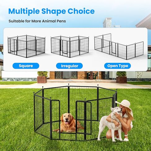 Simple Deluxe Dog Playpen Outdoor, Portable Dog Playpen for Travel, Camping, 24" Height 8 Panels Heavy Duty Dog Pen for Puppies/Small Dogs, Black in Saudi Arabia