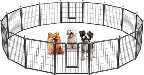 Simple Deluxe Dog Playpen Outdoor, Portable Dog Playpen for Travel, Camping, 24" Height 8 Panels Heavy Duty Dog Pen for Puppies/Small Dogs, Black in Saudi Arabia