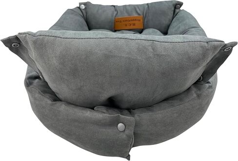سرير/سجادة للحيوانات الأليفة متعددة الوظائف من Happycare Textiles من الجلد السويدي مع وسادة، مقاس 37X26، رمادي in Saudi Arabia