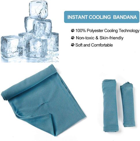 الكلب باندانا التبريد الفوري، المهنية الحيوانات الأليفة وشاح تنفس القطط طوق الجليد لفصل الصيف، مناشف الجليد لبلدوغ الفرنسية، منشفة التبريد التفاف طوق الكلب لجرو مع ثقب المقود الأزرق الكبير in Kuwait