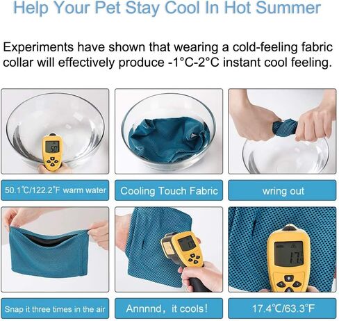 الكلب باندانا التبريد الفوري، المهنية الحيوانات الأليفة وشاح تنفس القطط طوق الجليد لفصل الصيف، مناشف الجليد لبلدوغ الفرنسية، منشفة التبريد التفاف طوق الكلب لجرو مع ثقب المقود الأزرق الكبير in Kuwait