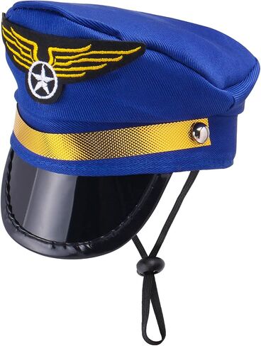Pet Pilot Captain Hat with Necktie Dog Cat Pilot Fancy Dress Costume Accessories Set for Cosplay Photo Props Halloween Party, 2 Pieces in Kuwait