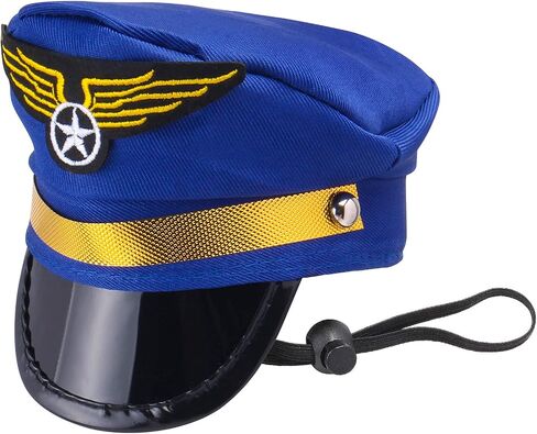 Pet Pilot Captain Hat with Necktie Dog Cat Pilot Fancy Dress Costume Accessories Set for Cosplay Photo Props Halloween Party, 2 Pieces in Kuwait