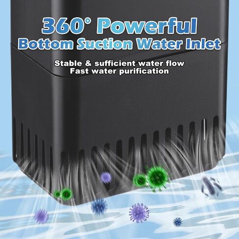 Turtle Tank Filter Aquarium Filter Power Adjustable 10-30 Gal. 222GPH Small Internal Filter 3-Stage Waterfall Bio-Filtration Low Water Level for Freshwater Saltwater Fish Tank Reptile Shrimp Frog in Saudi Arabia