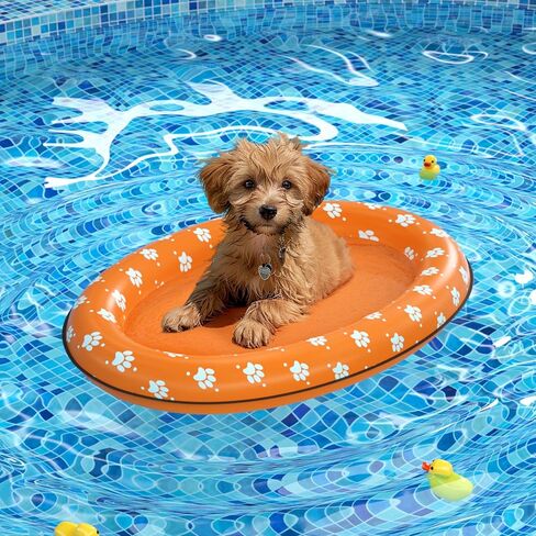Pet Soft Dog Float Raft - Inflatable Dog Swimming Float for Summer (Small, Orange) in Saudi Arabia