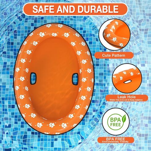 Pet Soft Dog Float Raft - Inflatable Dog Swimming Float for Summer (Small, Orange) in Saudi Arabia