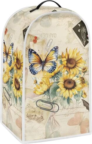 Blender Cover Kitchen Appliance Cover Anti Fingerprint Dust Protection Washable Coffee Machine Cover Food Processor Dust Cover Stand Mixer Cover with Top Handle, Butterfly Sunflower Retro in Saudi Arabia