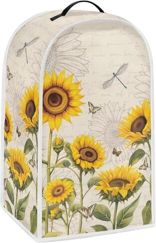 Blender Cover Kitchen Appliance Cover Anti Fingerprint Dust Protection Washable Coffee Machine Cover Food Processor Dust Cover Stand Mixer Cover with Top Handle, Butterfly Sunflower Retro in Saudi Arabia