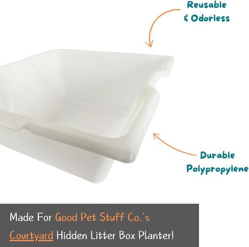 Good Pet Stuff, Courtyard Hidden Litter Box & Reusable Liner Essentials Kit, Square Enclosed Cat Planter Litter Box With Artificial Plants, Vented Carbon Odor Filter System, Easy to Clean, Black Suede in Saudi Arabia