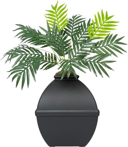 Good Pet Stuff, Courtyard Hidden Litter Box & Reusable Liner Essentials Kit, Square Enclosed Cat Planter Litter Box With Artificial Plants, Vented Carbon Odor Filter System, Easy to Clean, Black Suede in Saudi Arabia