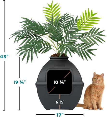 Good Pet Stuff, Courtyard Hidden Litter Box & Reusable Liner Essentials Kit, Square Enclosed Cat Planter Litter Box With Artificial Plants, Vented Carbon Odor Filter System, Easy to Clean, Black Suede in Saudi Arabia
