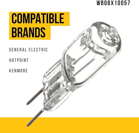 مصباح هالوجين من PartsBroz WB08X10057 - متوافق مع نطاق سطح فرن الميكروويف الكهربائي العام - يستبدل AP4369133 AH2339783 EA2339783 PS2339783 WB08X10051 WB25X25393-120V، 50 وات in Kuwait
