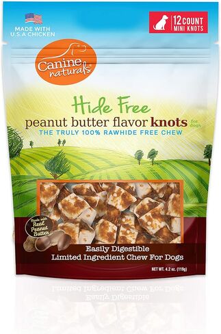Canine Naturals Chicken Recipe Chew - Rawhide Free Dog Treats - Made from USA Raised Chicken - All-Natural and Easily Digestible - 12 Pack of Mini Knots for Dogs 5-20lb in Saudi Arabia