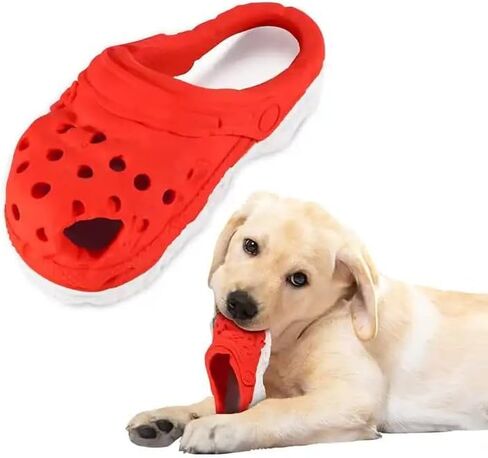 LapDog New and Fun Slipper Durable Dog Chew Toy, Treat Holder Stimulating Toy for Medium to Large Dogs, Dog Treat Dispensing Toy, Dog Puzzle Toy, (Red, Small) in Saudi Arabia