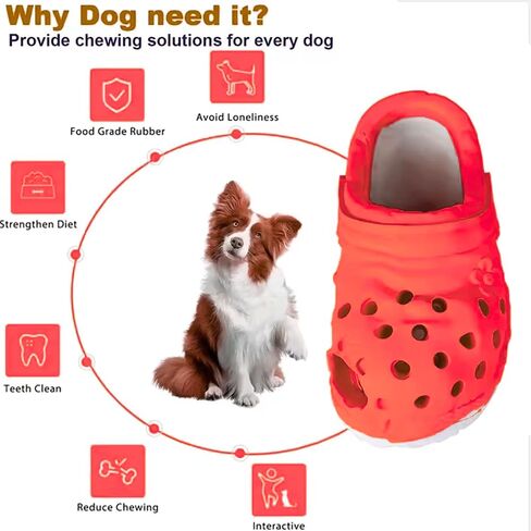 LapDog New and Fun Slipper Durable Dog Chew Toy, Treat Holder Stimulating Toy for Medium to Large Dogs, Dog Treat Dispensing Toy, Dog Puzzle Toy, (Red, Small) in Saudi Arabia