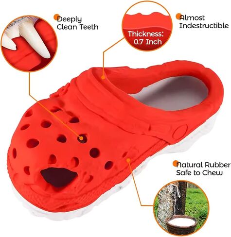 LapDog New and Fun Slipper Durable Dog Chew Toy, Treat Holder Stimulating Toy for Medium to Large Dogs, Dog Treat Dispensing Toy, Dog Puzzle Toy, (Red, Small) in Saudi Arabia