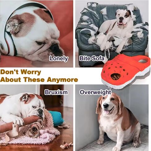LapDog New and Fun Slipper Durable Dog Chew Toy, Treat Holder Stimulating Toy for Medium to Large Dogs, Dog Treat Dispensing Toy, Dog Puzzle Toy, (Red, Small) in Saudi Arabia