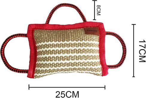 Dog Training Bite Pillow 3 Handles Jute Tug Toy for Young Dogs Puppy Interactive Playing,Red in Saudi Arabia