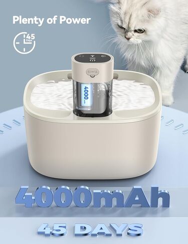 Wireless Cat Water Fountain, FEELNEEDY 4L/135 fl oz Battery Operated Pet Water Fountain for Cats Dogs with Pump-Free Design, Motion Sensor Cat Drinking Fountain Ultra Quiet (FN-W07,Beige) in Saudi Arabia