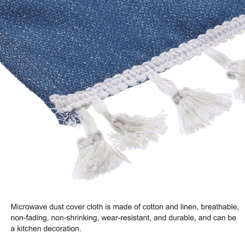 MECCANIXITY Microwave Oven Cover Dust, 13.78"x37.4" Cotton and Linen Decorative Kitchen Appliance Protective Cover for Home Refrigerator Machine Dust Cover, Deep Blue in Saudi Arabia