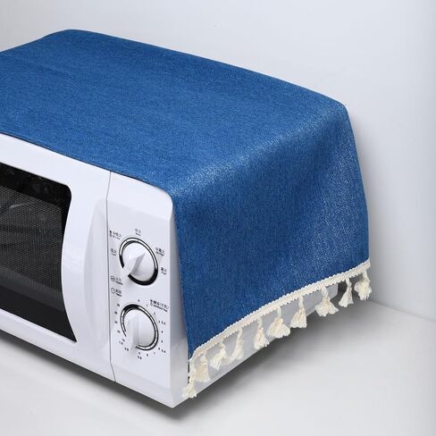 MECCANIXITY Microwave Oven Cover Dust, 13.78"x37.4" Cotton and Linen Decorative Kitchen Appliance Protective Cover for Home Refrigerator Machine Dust Cover, Deep Blue in Saudi Arabia