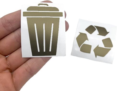 Minimalist Trash and Recycling Icon Decals | Vinyl Sticker ONLY | Trash Can Labels, Recycle Bin Decal (Silver, Trash + Recycle) in Kuwait