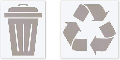 Minimalist Trash and Recycling Icon Decals | Vinyl Sticker ONLY | Trash Can Labels, Recycle Bin Decal (Silver, Trash + Recycle) in Kuwait