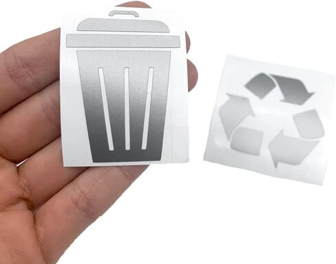 Minimalist Trash and Recycling Icon Decals | Vinyl Sticker ONLY | Trash Can Labels, Recycle Bin Decal (Silver, Trash + Recycle) in Kuwait