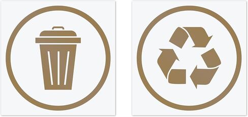 Minimalist Trash and Recycling Icon Decals | Vinyl Sticker ONLY | Trash Can Labels, Recycle Bin Decal (Silver, Trash + Recycle) in Kuwait