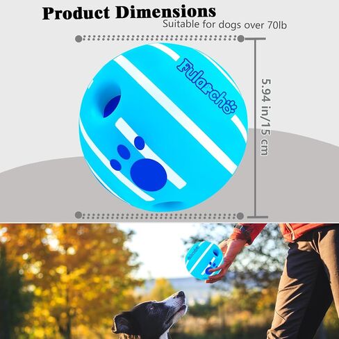 Interactive Dog Ball for Large Dogs, Interactive Dog Toy Giggle Ball with Funny Sounds, Giggle Dog Ball for Relieve Anxiety, Grinding Teeth, Wiggle Ball Gifts for Dogs(XXLarge, Blue) 5.91inches in Saudi Arabia