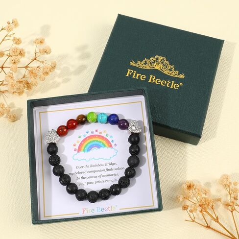 Pet Dog Memorial Gifts for Loss of Dog Sympathy Gift, Rainbow Bridge Bracelet Cat Memorial Bracelet for Women Men, Dog Remembrance Gift, Bereavement Gifts for Loss of Pet Brown/Blue/Black (Brown) in Saudi Arabia