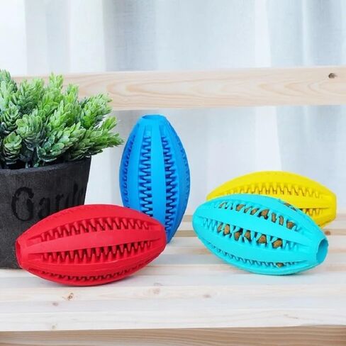 Premium Natural Rubber Small Durable Dog Chew Toy, Dog Ball, Dog Football Oval Rugby, Dog Toy for Aggressive Chewers, Promotes Healthy Teeth and Gums, Indestructible Puppy Chew Toy in Saudi Arabia